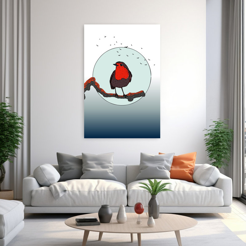 Contemporary Art Contemporary Minimalist Modern Bird Landscape Mountain Wall Art - Wrapped Canvas Print