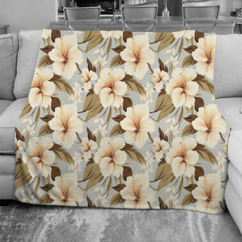Tropical Hibiscus Fleece Blanket, Throw