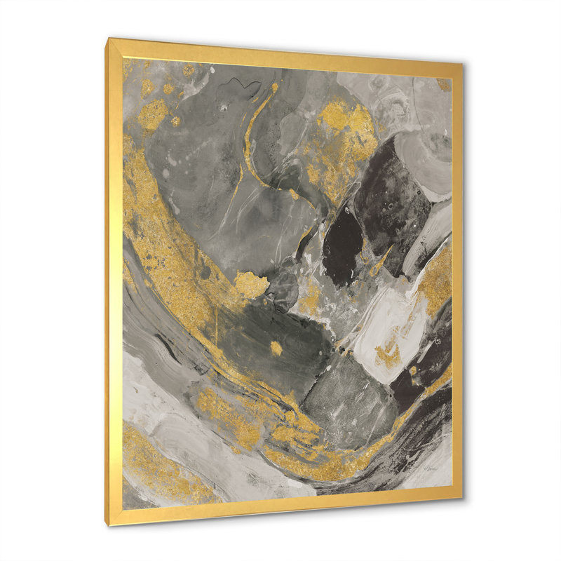 «Marble Gold and Black II», reproduction sur toile encadrée, H 20 po x l 12 po x P 1po, Cadre doré
