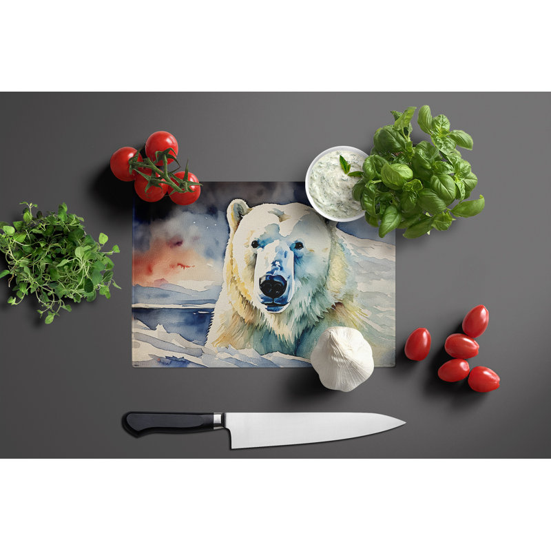 Polar Bear Glass Cutting Board Large