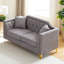 Chenille en tissu avec décoration à boucle, confortable, pieds en métal, 2 coussins décoratifs gris pour le salon, boutons en mousse, coussin en mousse,