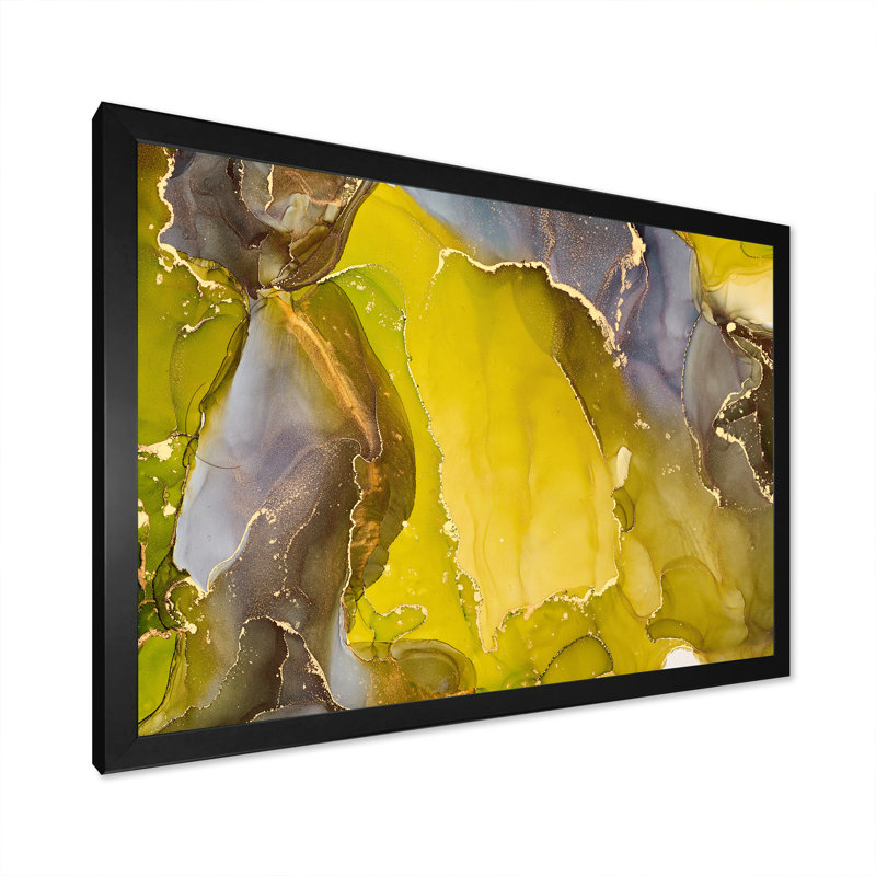 «Yellow Luxury», reproduction d'art sur toile abstraite, H 30 po x l 40 po x P 1,5 po, Cadre photo noir