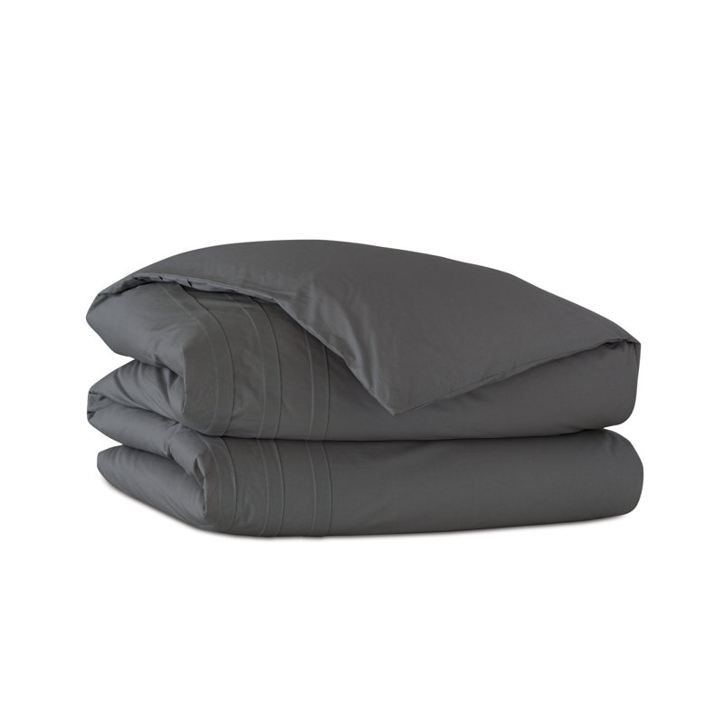 Vail Modern & Contemporary Cotton Percale Duvet Cover, Slate, Queen Duvet Cover