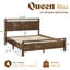 Grand lit en bois massif avec tête et pied de lit à finition nacrée, brun foncé-911358859-911358965