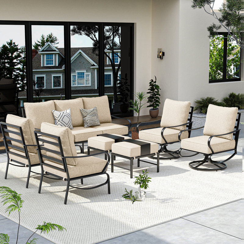 Keisha 7 - Person Patio Conversation Set, Beige