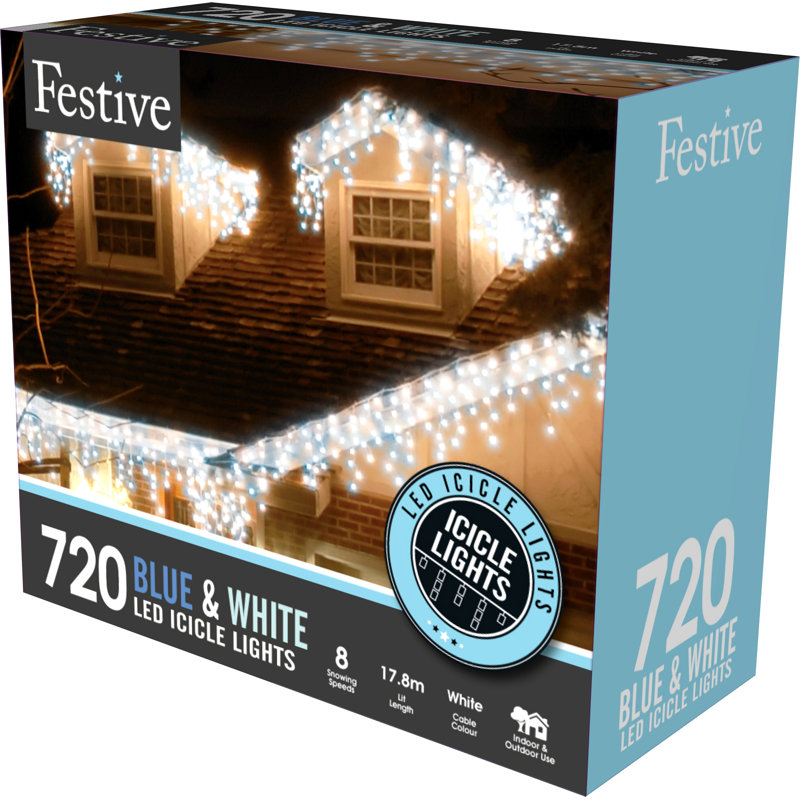 LED Indoor / Outdoor Icicle Lights, Blue/White