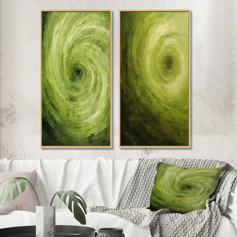 Colleena - Ensemble de 2 impressions sur toile à spirales abstraites, H 40 po x l 41 po, Encadrement brun