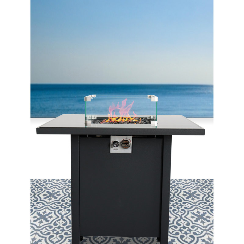Table de foyer d'extérieur en acier inoxydable, l 30 po x H 25 po, table haute avec couvercle Garden Enjoy, amusante