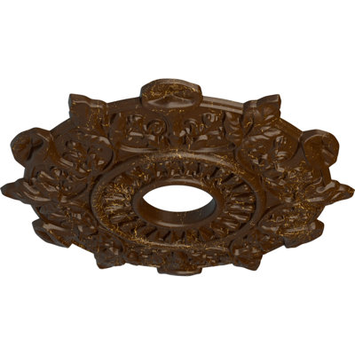 Endurathane Preston Ceiling Medallion, 17 1/2"OD x 4"ID x 1"P (Fits Canopies up to 4"), Hand-Painted Root Beer Crackle Finish