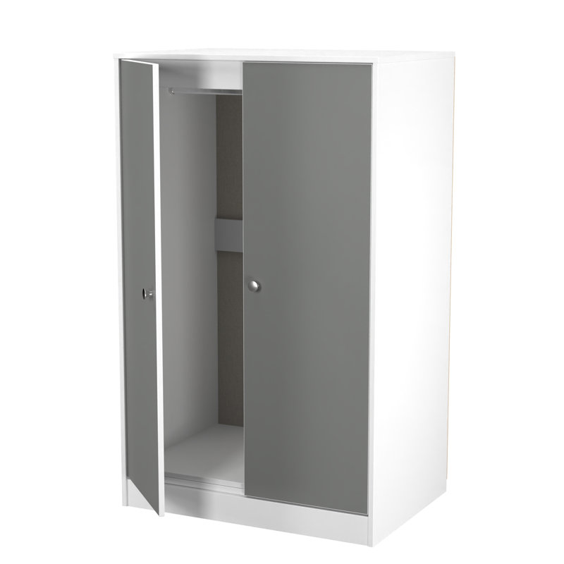 Bhargavi Manufactured Wood Wardrobe, Uniform Grey/White