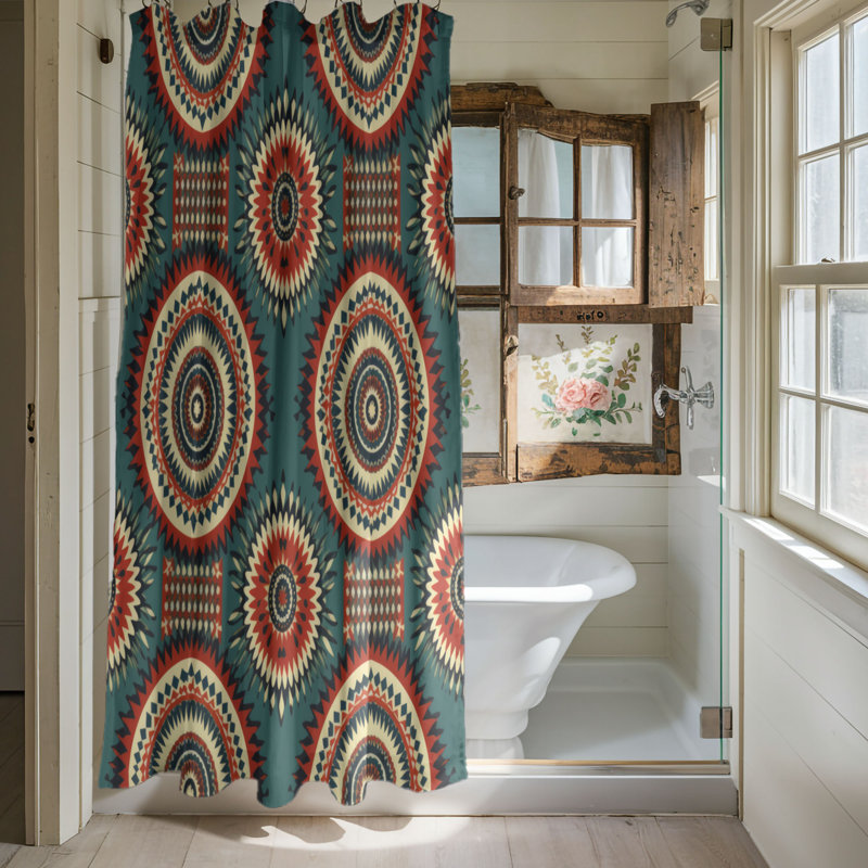 Boho Shapes - Rideau de douche Premium, H 74 po x l 71 po