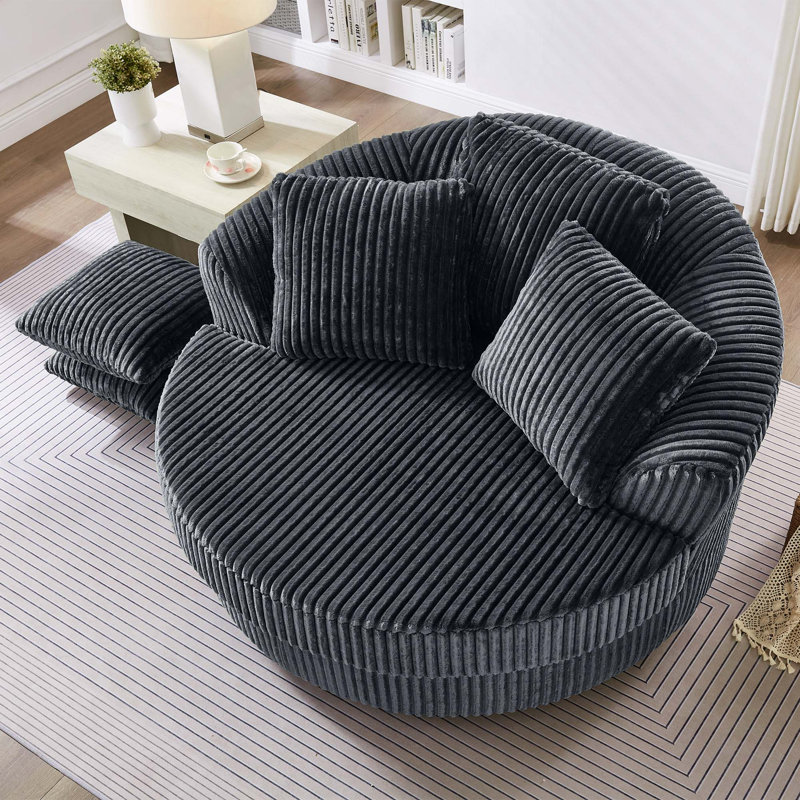 Chaise longue pivotante à 360 ° en velours côtelé avec coussins amovibles, Grey