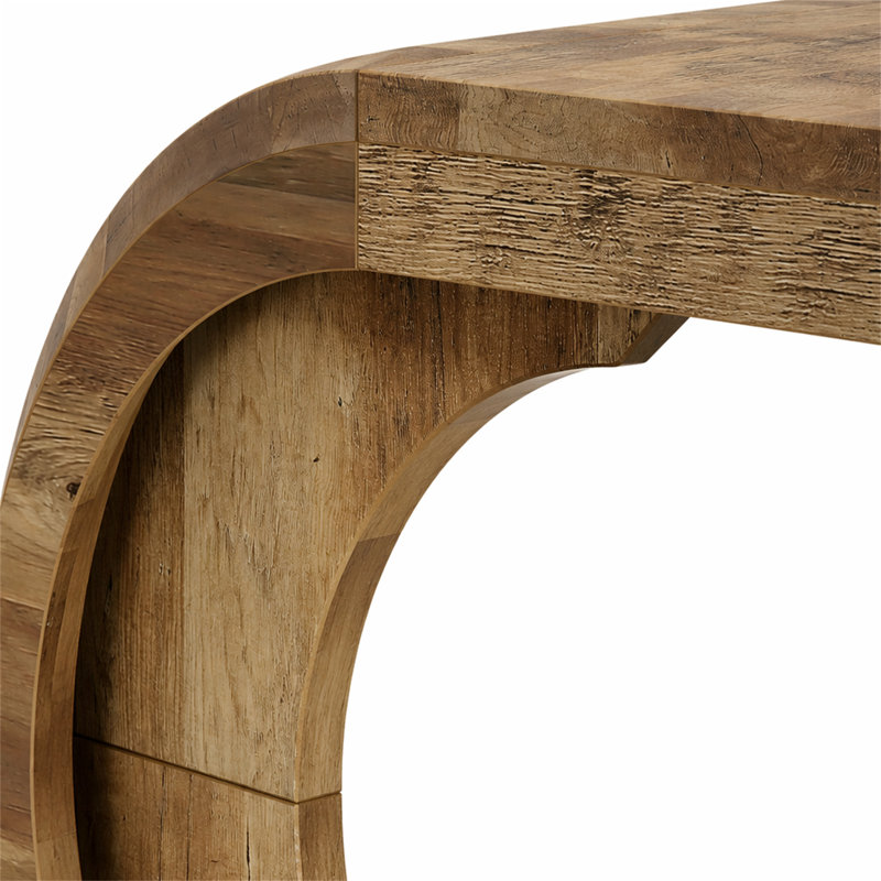 Table de bout en C, table d'appoint en bois, Brun rustique, Brun rustique, Brun rustique
