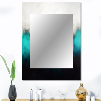 Bleu et noir ondulation abstraite Medley III - miroir abstrait, miroir mural bleu unique, reproduction d'art en métal