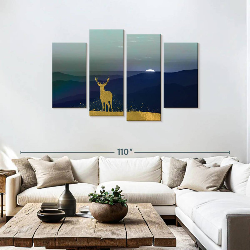 Silhouette d'un cerf solitaire, H 48 po x l 75 po