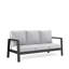 Canapé de patio 75 po 3 places en aluminium toutes saisons avec coussins épais gris clair et structure noire