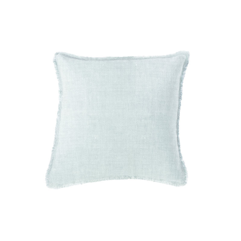 Fringed Linen Reversible Throw Pillow, Light Blue, 26" x 26"