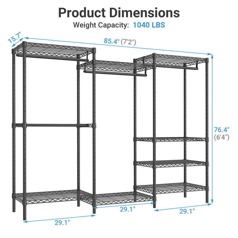VIPEK V5 Plus Heavy Duty Clothes Rack, Max Load 1040LBS, Black