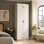 89" Large Wardrobe Closet with Top Cabinets, Soft-Close Hinges, Drawers