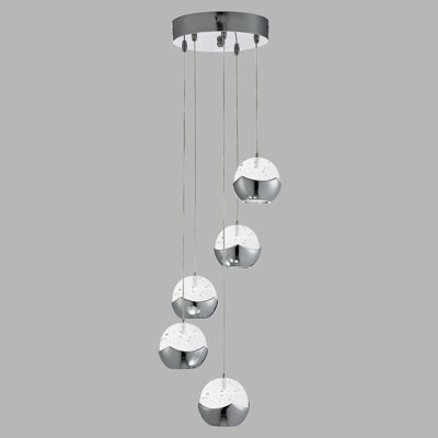 Laussat 5 - Light Chrome LED Cluster Pendant
