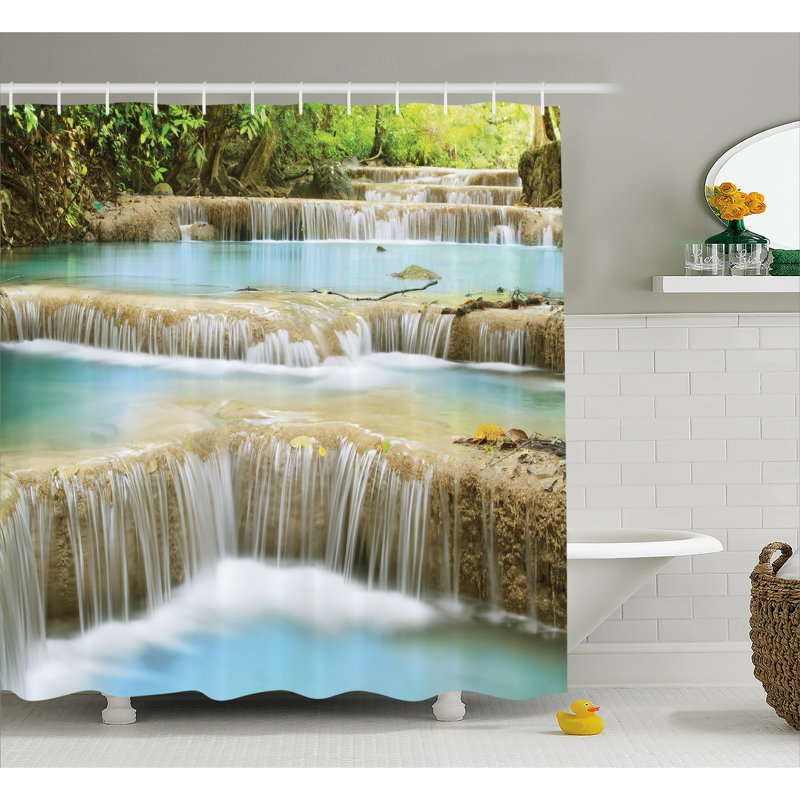 Rideau de douche avec rideaux et crochets pour la roche de décor, l 69 po x L 84 po