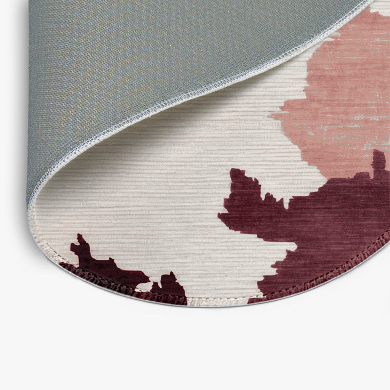 Watercolor Red Indoor and Outdoor Area Rug, Round 5'