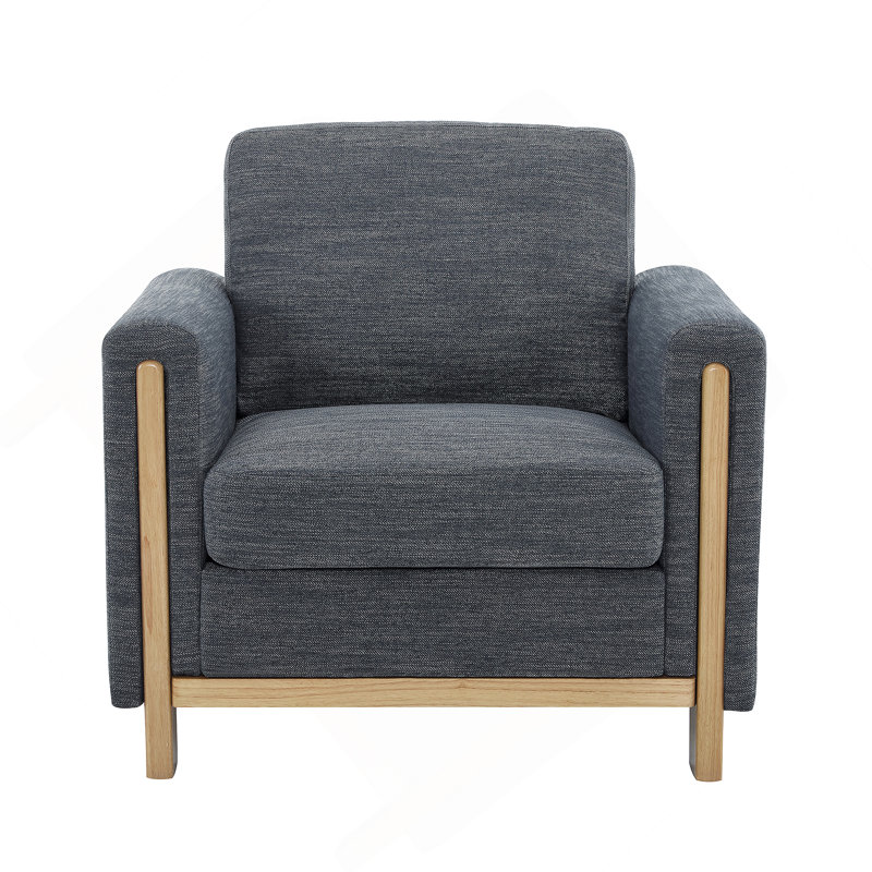 Fauteuil rembourré en tissu Harmonia, Gris anthracite