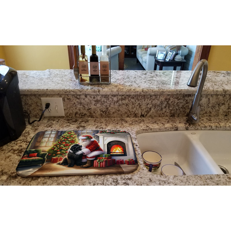 Newfoundland and Santa Claus Dish Drying Mat