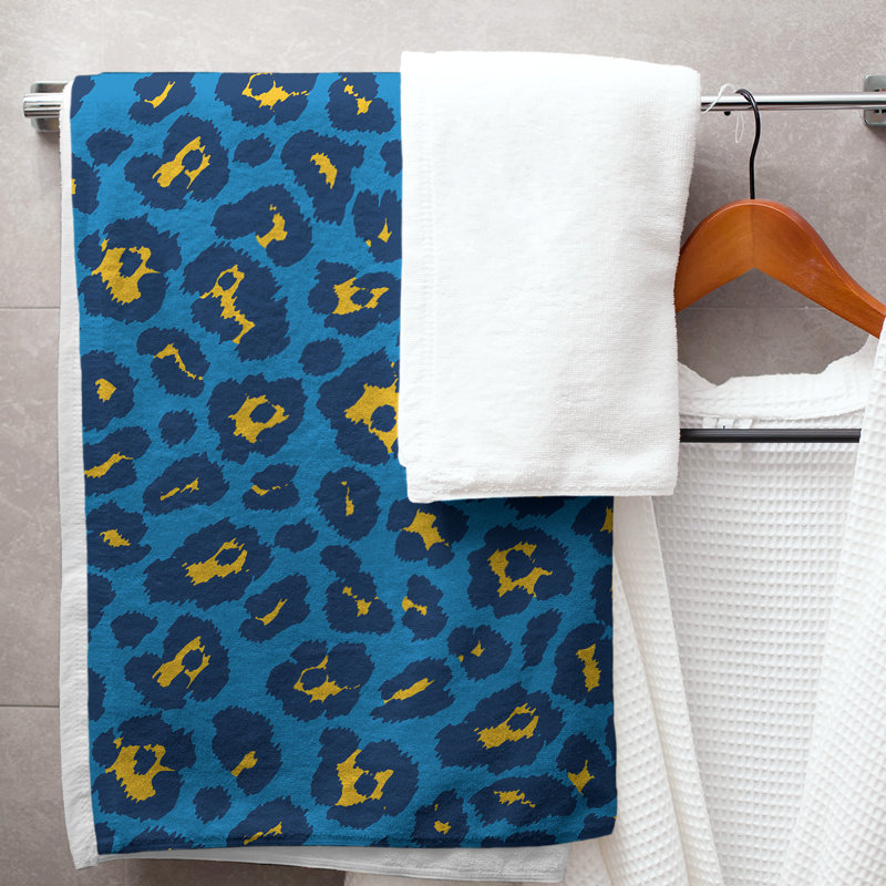 Lucida Bath Towel, Microfiber, Powder Blue/Gold/Navy Blue