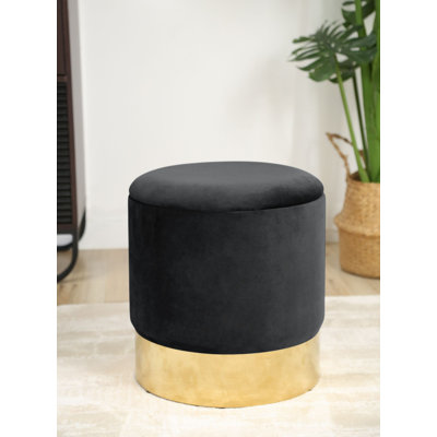 Adriaens 39cm Wide Velvet Tufted Circle Pouf Ottoman with Storage