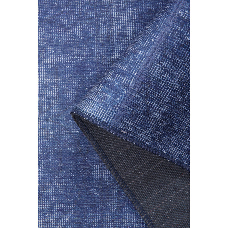 Tapis décoratif tissé à motif patchwork bleu marine, Rectangle 3 pi 10 po x 5 pi 3 po