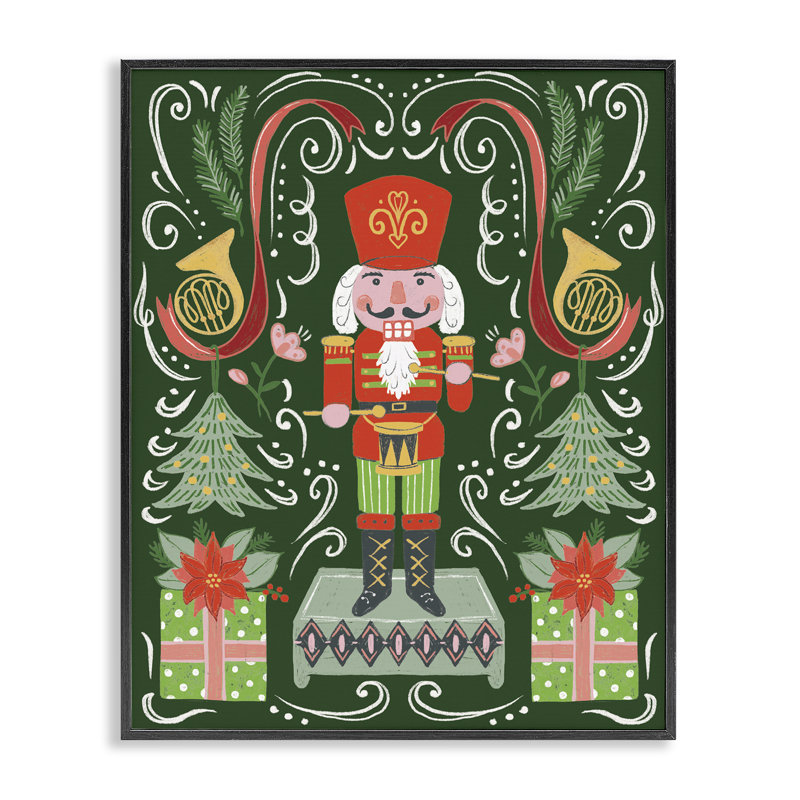Célébration festive de casse-noisette, estampe numérique, conception par Jo Reid, Giclée encadrée noir minuit