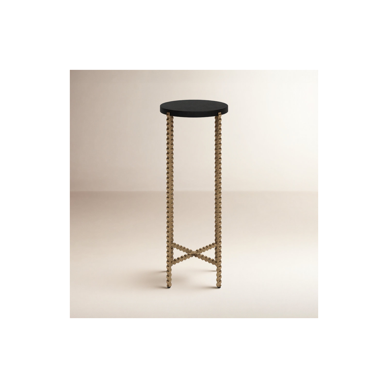 Zoa 21.75'' Tall End Table, Black Granite/Gold