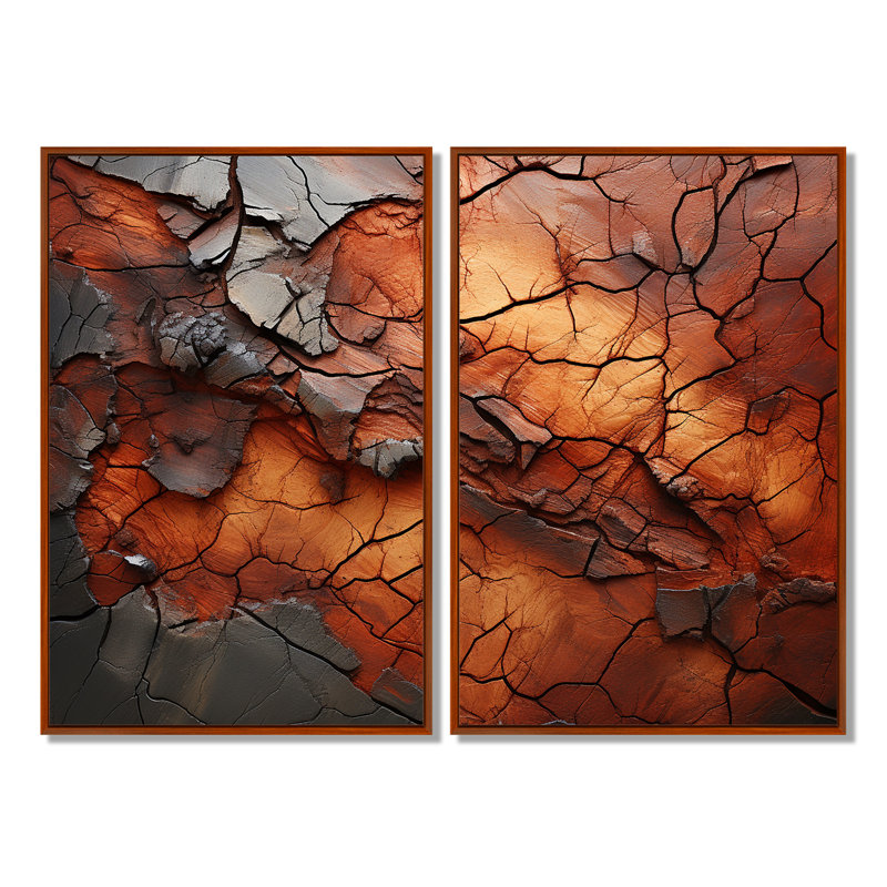 Collage d'arbre de séquoia abstrait brun et brun - art mural traditionnel, H 36 po x l 48 po, Brun