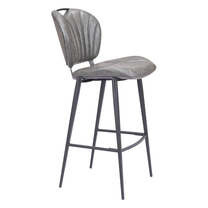 Chaise de bar Terrence brun rétro, Gris rétro
