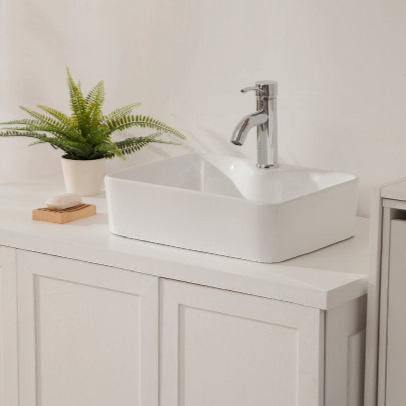 Lavabo de salle de bain vasque rectangulaire en céramique 19 po x 15 po