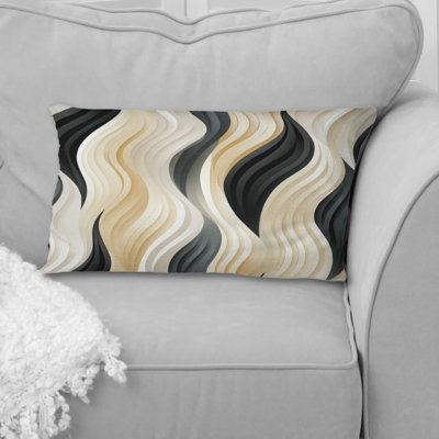 Élégance minimaliste blanche et noire - Coussin Abstrait corail multicolore abstrait - Coussin