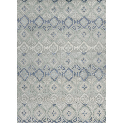 Bali Geometric Area Rug in Platinum/Blue/Silver