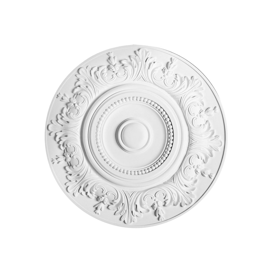18-1/2 in x 18-1/2 in x 1-3/8 in Acanthus and Beads Primed White Polyurethane Ceiling Medallion Orac Decor