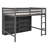 Full Size Loft Bed with 8 Open Storage Shelves and Built-in Ladder-891343889