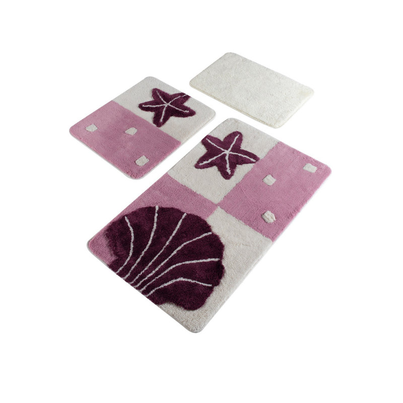Ensemble de 3 tapis de bain Kinzey, L 20 po x L 24 po, Rose / Rouge