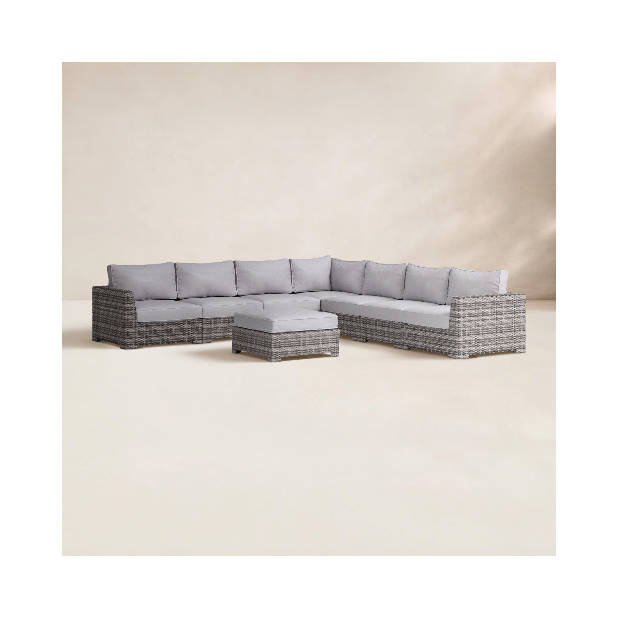 Paniagua Fully Assembled 122'' Wide Outdoor Wicker Reversible Patio Sectional, Espresso