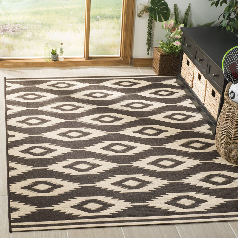 Tapis intérieur / extérieur Lollar Southwestern, Rond 6 pi 7 po