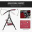 3 Patio Swing With And Canopy - Outdoor Comfort Red Chair For 3 Ideal Backyard Patio, Garden, Poolside