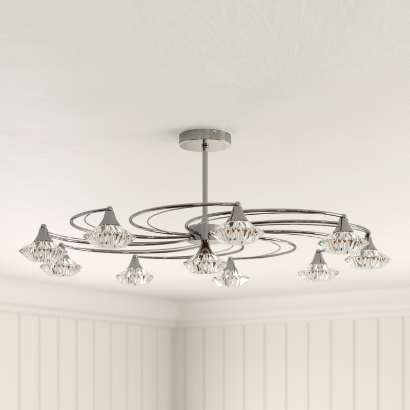 Greenhaw Glass Semi Flush Mount, Satin Chrome