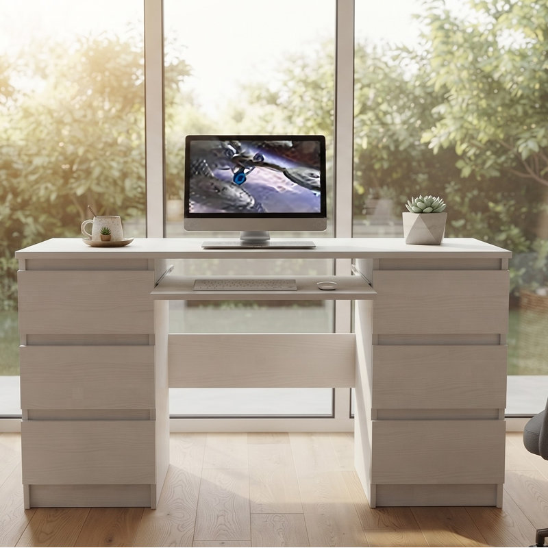 Baasit Solid Wood Base Computer Desk