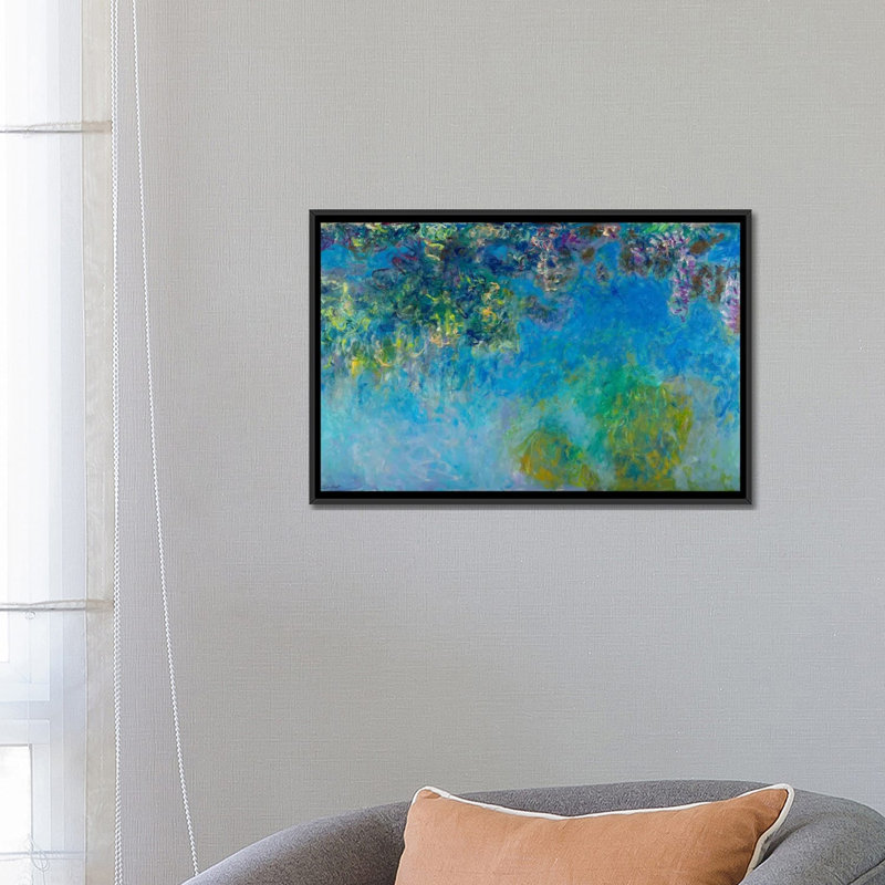 «Wisteria», reproduction sur toile, H 18 po x l 26 po x P 1,5 po, Toile avec cadre noir, Pas de tapis