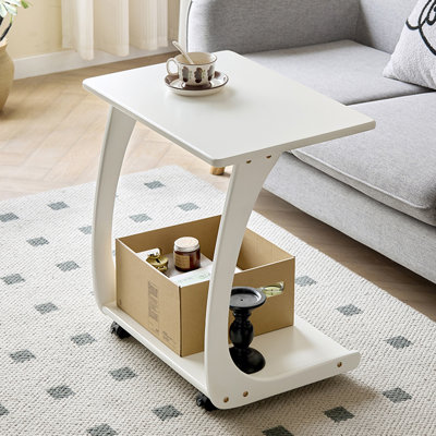 Table d'appoint rectangulaire blanche en bois massif