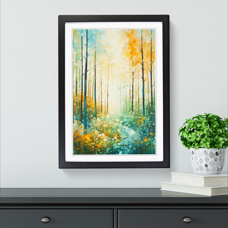 Spring Forest No.2 - Single Picture Frame Print on Wood, Black Framed, 46cm H x 34cm W