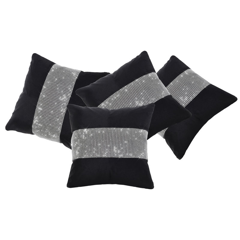 Adith Square Throw Cushion Cover, Black, 43cm H x 43cm W x 4cm D